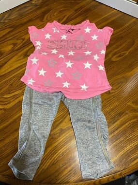 RBX Pink Star "SHINE" Top with Gray Leggings Matching Set